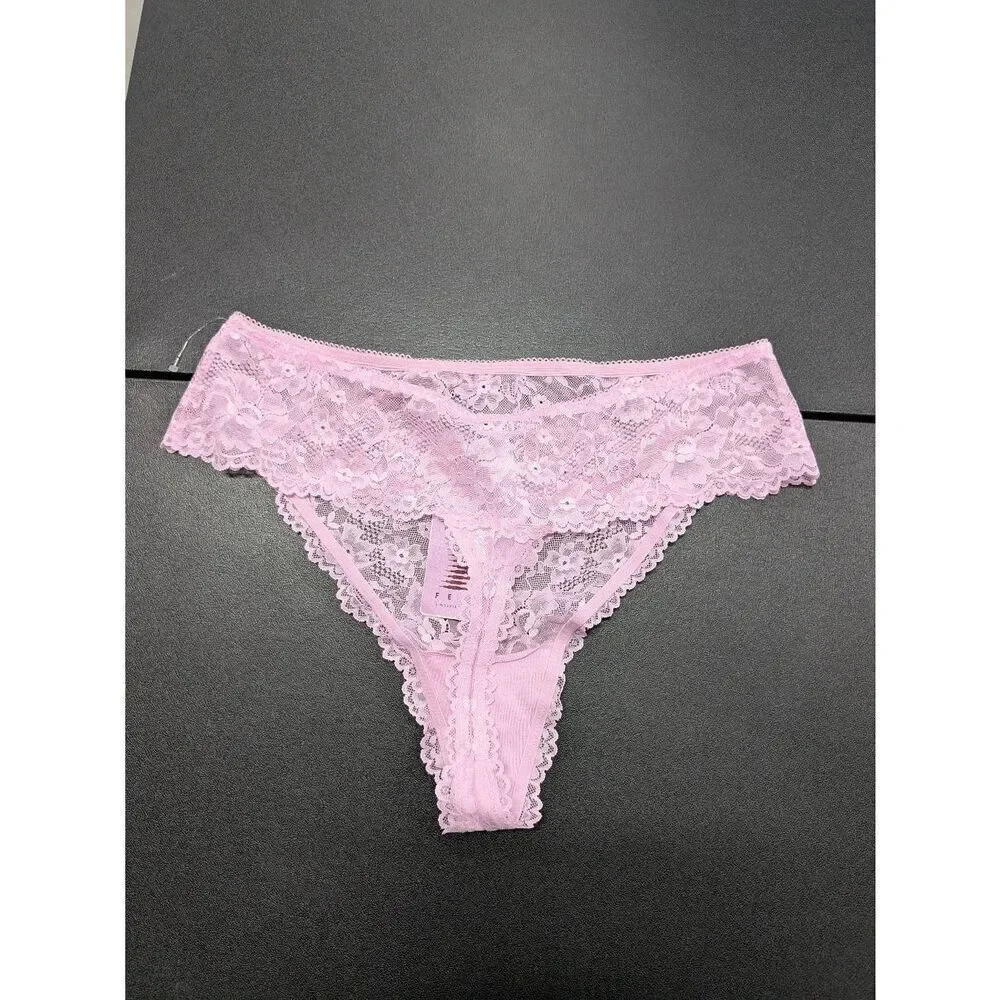 NWT Savage X Fenty Pink Floral Lace High Leg Brazilian Women's 2X